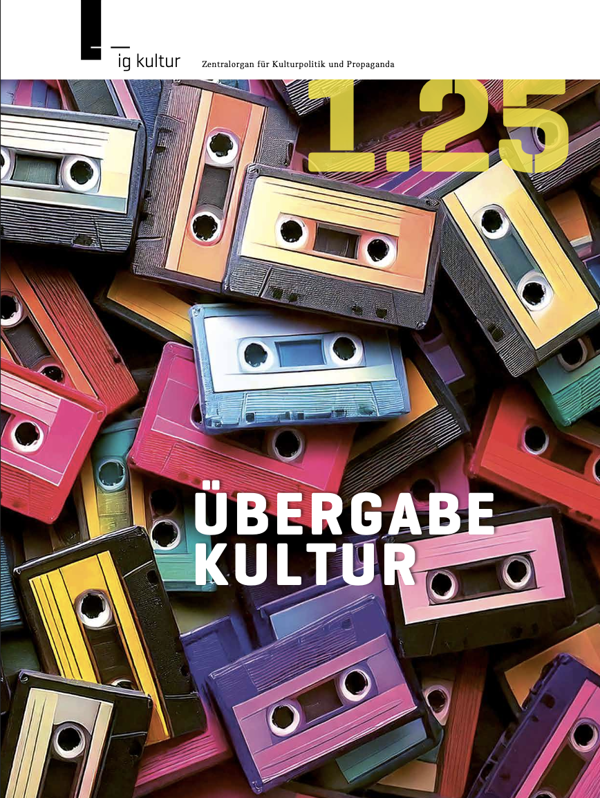 Cover IG Kultur Magazin Ausgabe 1.25: Übergabe Kultur © Patrick Kwasi, erstellt mit KI-Unterstützung