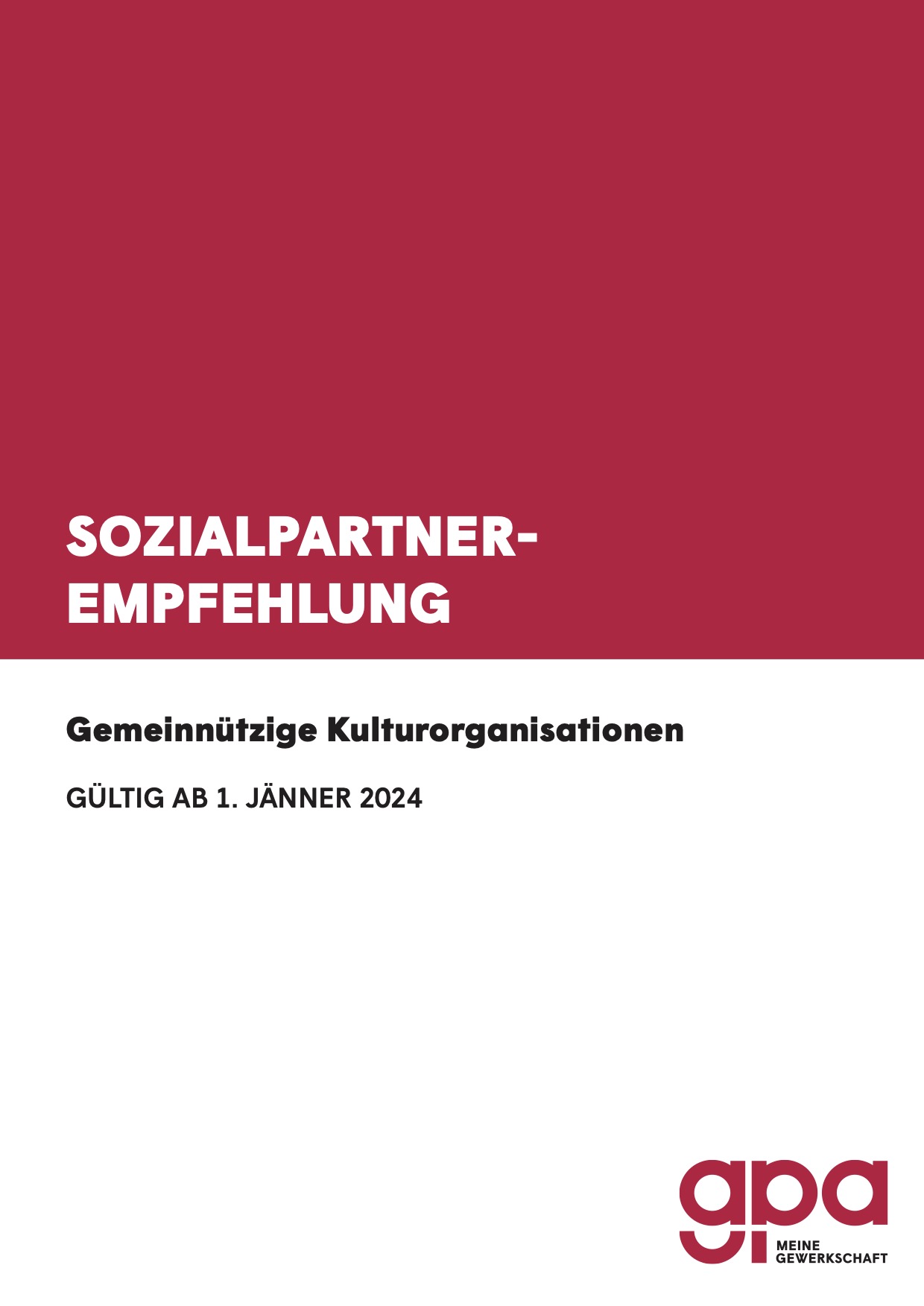 Deckblatt Sozialpartnerempfehlung gemeinnützige Kulturarbeit